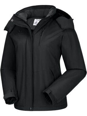 Warm Waterproof Ski Jacket for Women - Hooded Insulated Winter Coat, Windproof